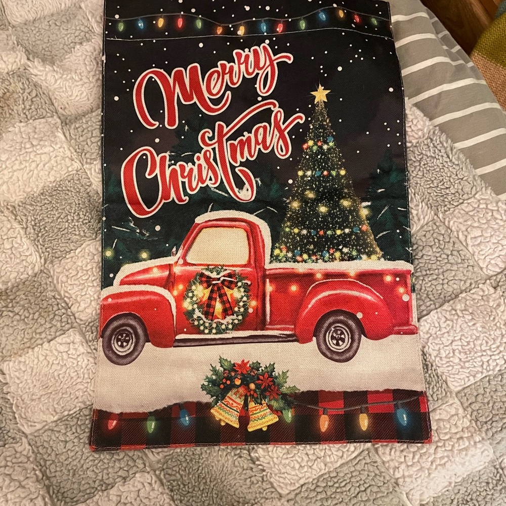 Festive Red Christmas Truck Garden Flag